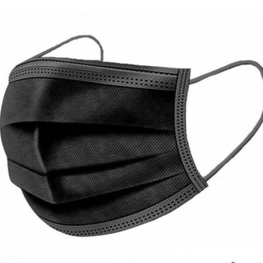 50PC BLACK SINGLE USE FACE MASK